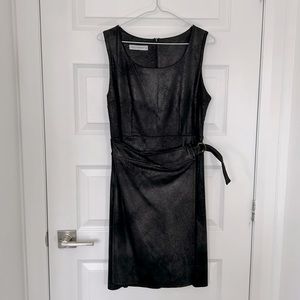 RINASCIMENTO - Dress faux leather effects faux wrap black made in Italy size XS